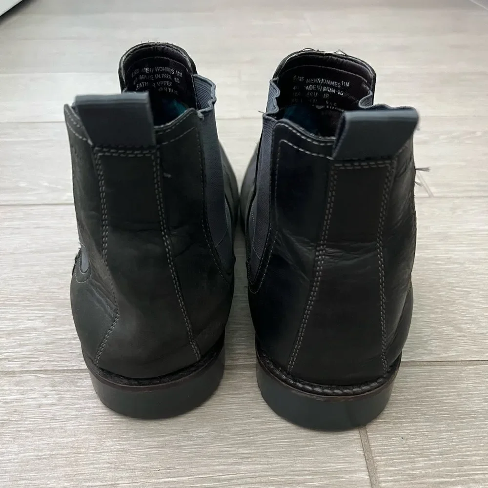 Clarks Garnet Wingtip Chelsea Boot Dark Grey Leather 11 M